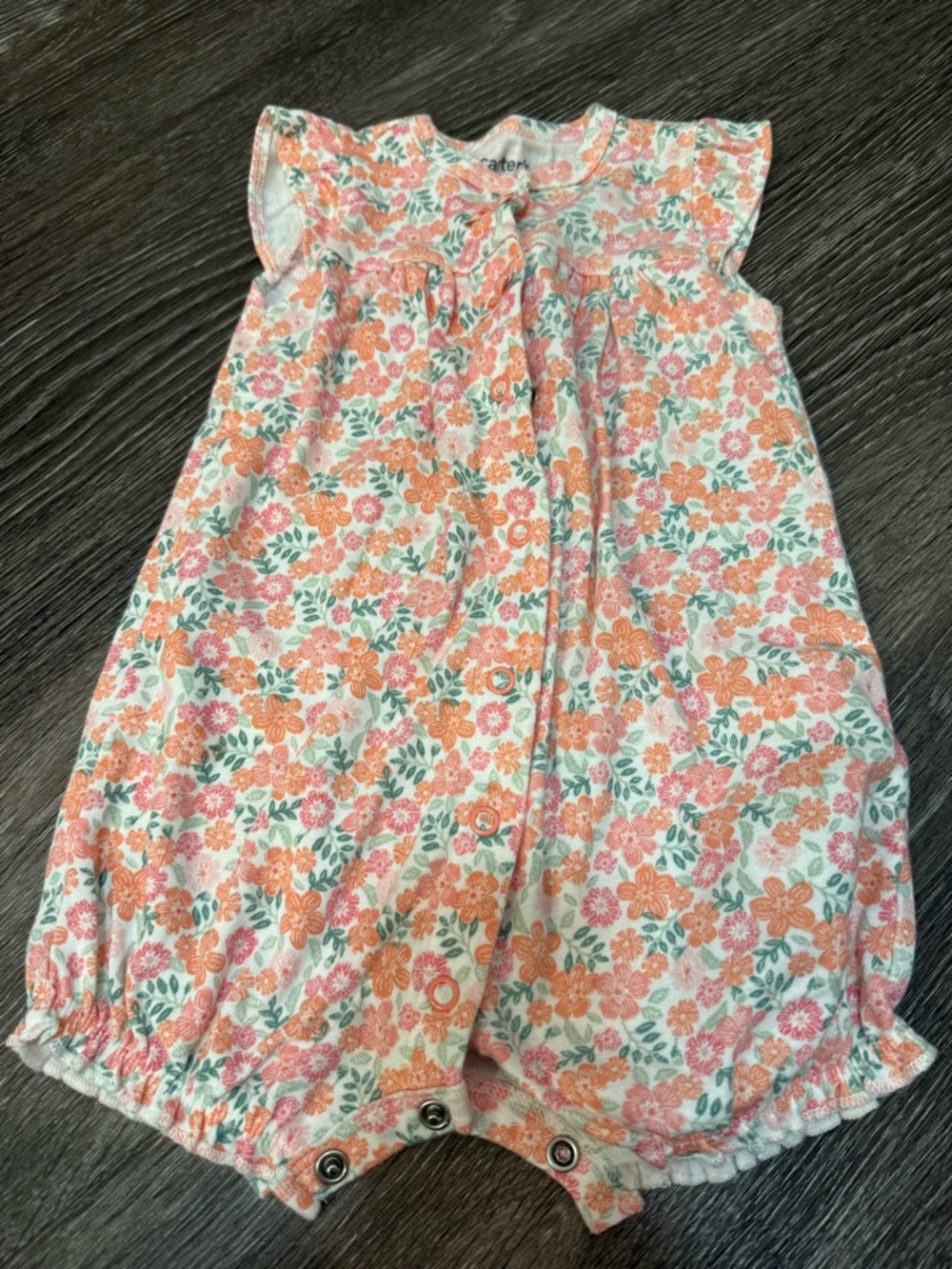 Carter's Peach & Pink Floral Sleeveless Romper